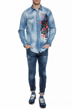 Stonewashed denim shirt with print, zdjęcie 2 Stonewashed denim shirt with print od Dsquared2
